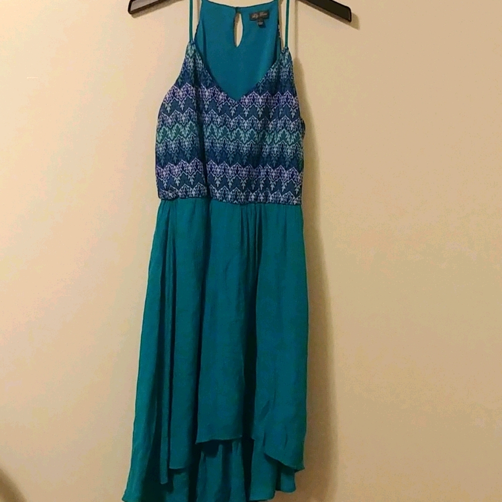 Lily Rose Teal Halter High-low Sundress US L